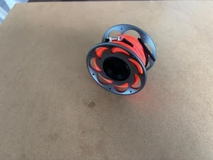 New! 100 Foot Grey Aluminum Body Compact w/ Internal Spinner plus Flat Line & High Viz ORANGE Flat line  - Product Image