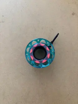 50FT Polycarbonate Engineered Finger Spool "Transparent Blue Body - High Viz Orange Line" 