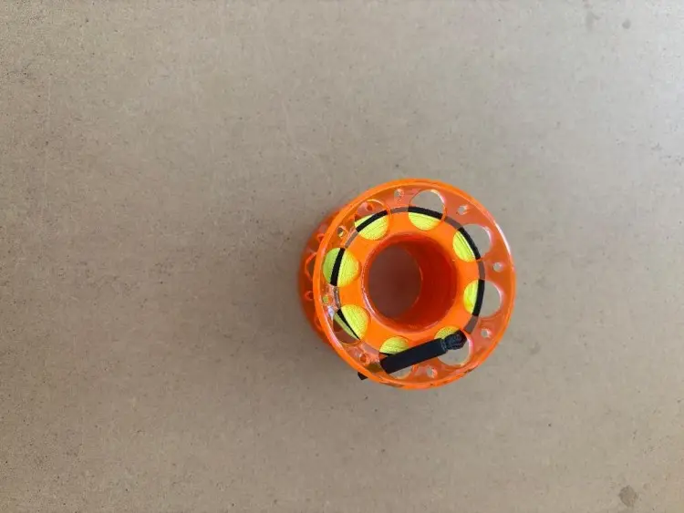 50FTPolycarbonateEngineeredFingerSpoolTransparentOrangeBody-NeonYellowLine