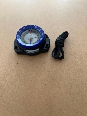 Back in Stock Special! Bungee Cord Mountable Compass with BLUE Bezel! - Product Image