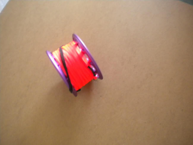 100ft Anodized PINK Aluminum Body W/ FLAT High Viz Neon Orange LINE & SS Swivel - Product Image