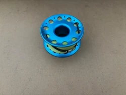 New Color! 150ft Anodized AQUA BLUE Aluminum Body W/ FLAT High Viz Neon YELLOW LINE & SS Swivel