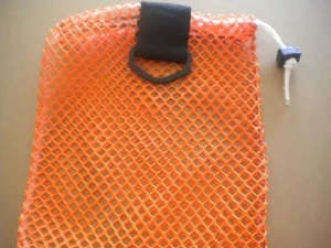 Mini Drawstring Mesh Bag W/ Black Plastic D-Ring "Orange"