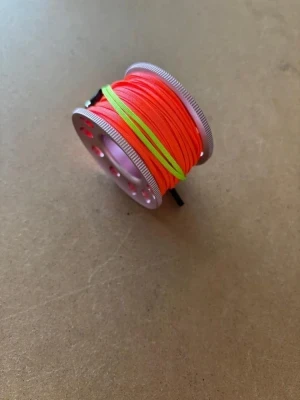 New Color & Size! Mini 66ft Anodized Copper Aluminum W/ FLAT High Viz Neon ORANGE LINE & SS Line Swivel! - Product Image