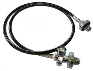 Din Cylinder Transfill Large bore Hose w/ Pony Bottle Gauge! - Product Image