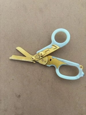 New! Folding Compact Line Shears " Phosphorescence Handles / Gold Color Plated 420 SS Blade" - Product Image