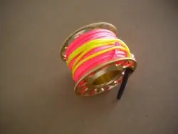 Gap mini Finger Spool w/ 50 Ft Flat Pink Dive Line & Swivel!! "Copper Finish"  - Product Image