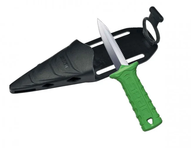 SeacNewSamuraiPointedTipKnifeGreenHandleModel