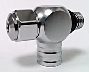 New! Low Pressure 1 male 3/8-24 to 2 Female 3/8-24 way Adapter for Low Pressure Applications w/ port plug - Product Image