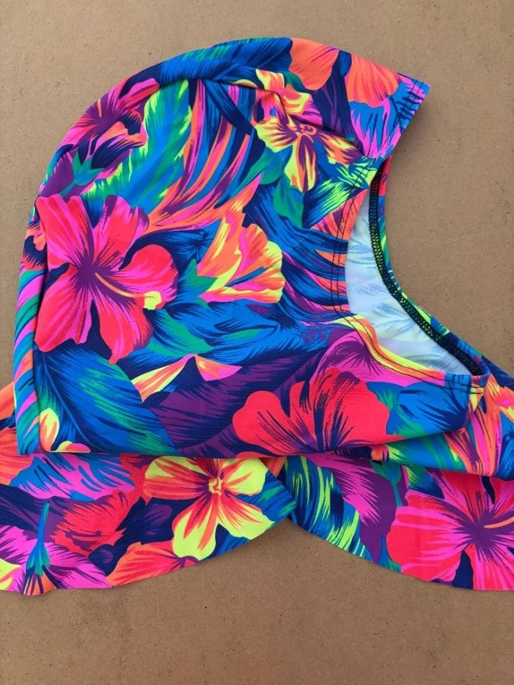 NewLycraFullyTrimmableHoodBrightFlowersDesign