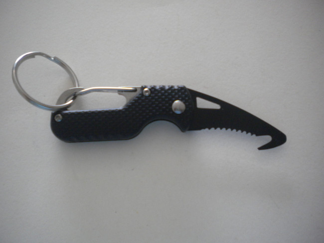 MiniCompactSafetyKnifewStainlessSteelSplitRingBlackbodyStainlessblade