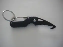 Mini / Compact Safety Knife w/ Stainless Steel Split Ring "Black body / Stainless blade"