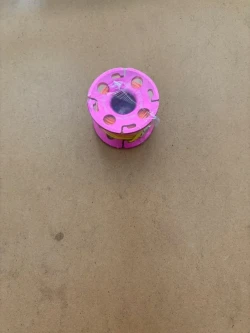 New! Pink Aluminum Anodized Spool W/ FLAT High Viz 100ft Neon Orange LINE & SS Line Swivel!