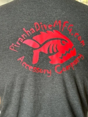 New! Piranha Dive Soft Wearing T-Shirts  RED Logo / Black Mist Color-- Size MEDIUM - Product Image