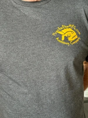 New! Piranha Dive Soft Wearing T-Shirts  YELLOW Logo / Black Mist Color-- Size MEDIUM - Product Image