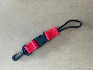 New! Quick Release Assembly Clip with 2 3/4" inch Loop on one end "RED Webbing" - Product Image