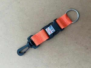 New! Quick Release Assembly Clip with Split Ring on one end "ORANGE Webbing"