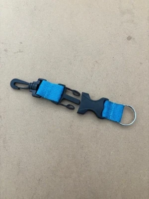 New! Quick Release Assembly Clip with Split Ring on one end "TEAL Webbing" 1 Left
