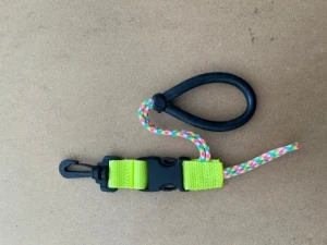 New! Quick Release Assembly Clip with Wrist Strap on one end " Neon Green Webbing" - Product Image