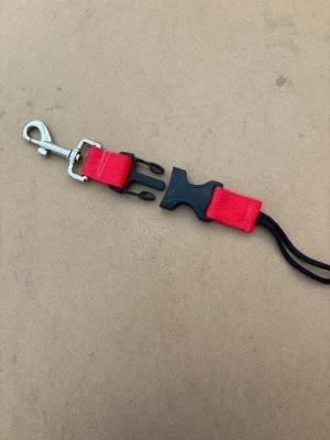 New! Quick Release Stainless Steel 360 Clip with Lanyard on one end "RED Webbing" 1 only! - Product Image