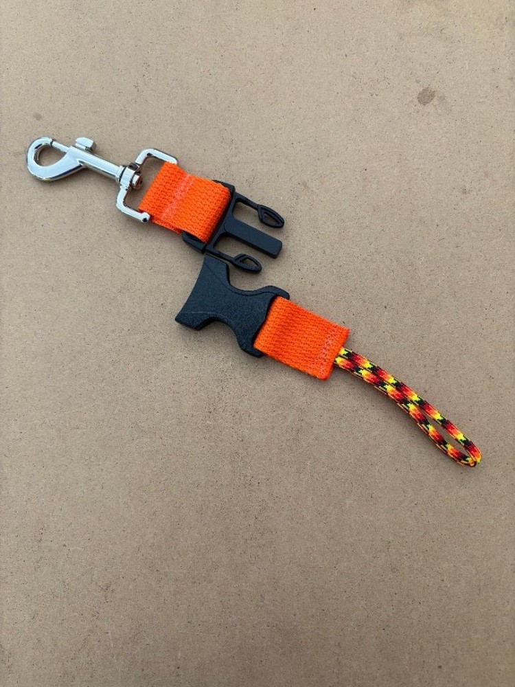 NewQuickReleaseStainlessSteel360ClipwithLanyardononeendSafetyORANGEWebbing1only