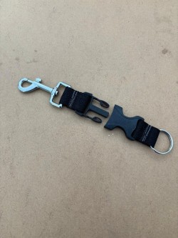 New! Quick Release Stainless Steel 360 Clip with Split Ring on one end "Tec BLACK Webbing" 1 only!