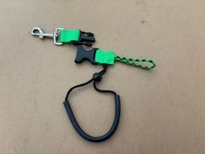 New! Quick Release Stainless Steel 360 Clip with WRIST Lanyard on one end "Nitrox Green Webbing" 1 only! - Product Image