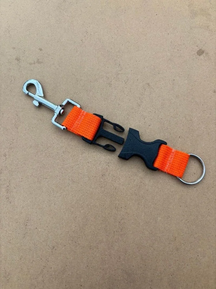 NewQuickReleaseStainlessSteel360ClipwithSplitRingononeendORANGEWebbing1only