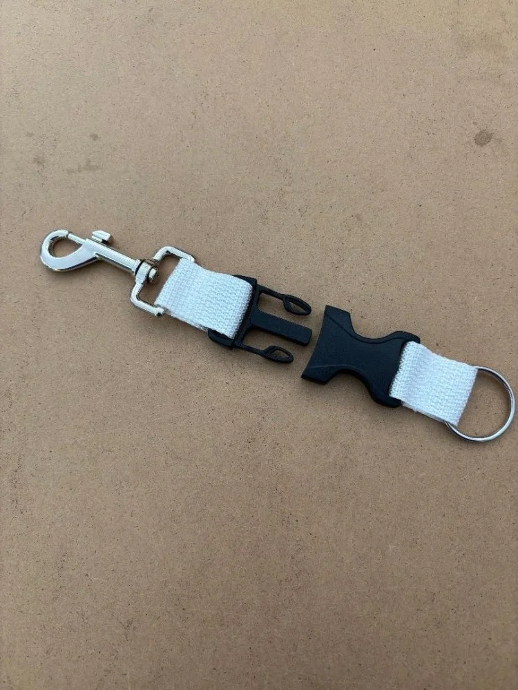 NewQuickReleaseStainlessSteelAssemblyClipwithSplitRingononeendWHITEWebbing