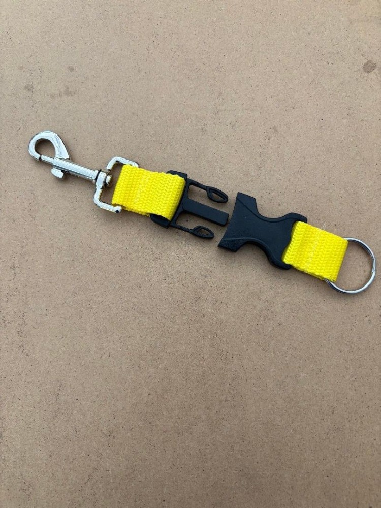 NewQuickReleaseStainlessSteelAssemblyClipwithSplitRingononeendYellowWebbing