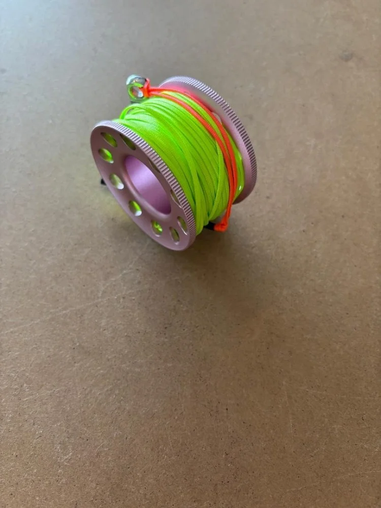 NewSizeColorMini66ftAnodizedSoftPinkAluminumWFLATHighVizNeonGREENLINESSLineSwivel