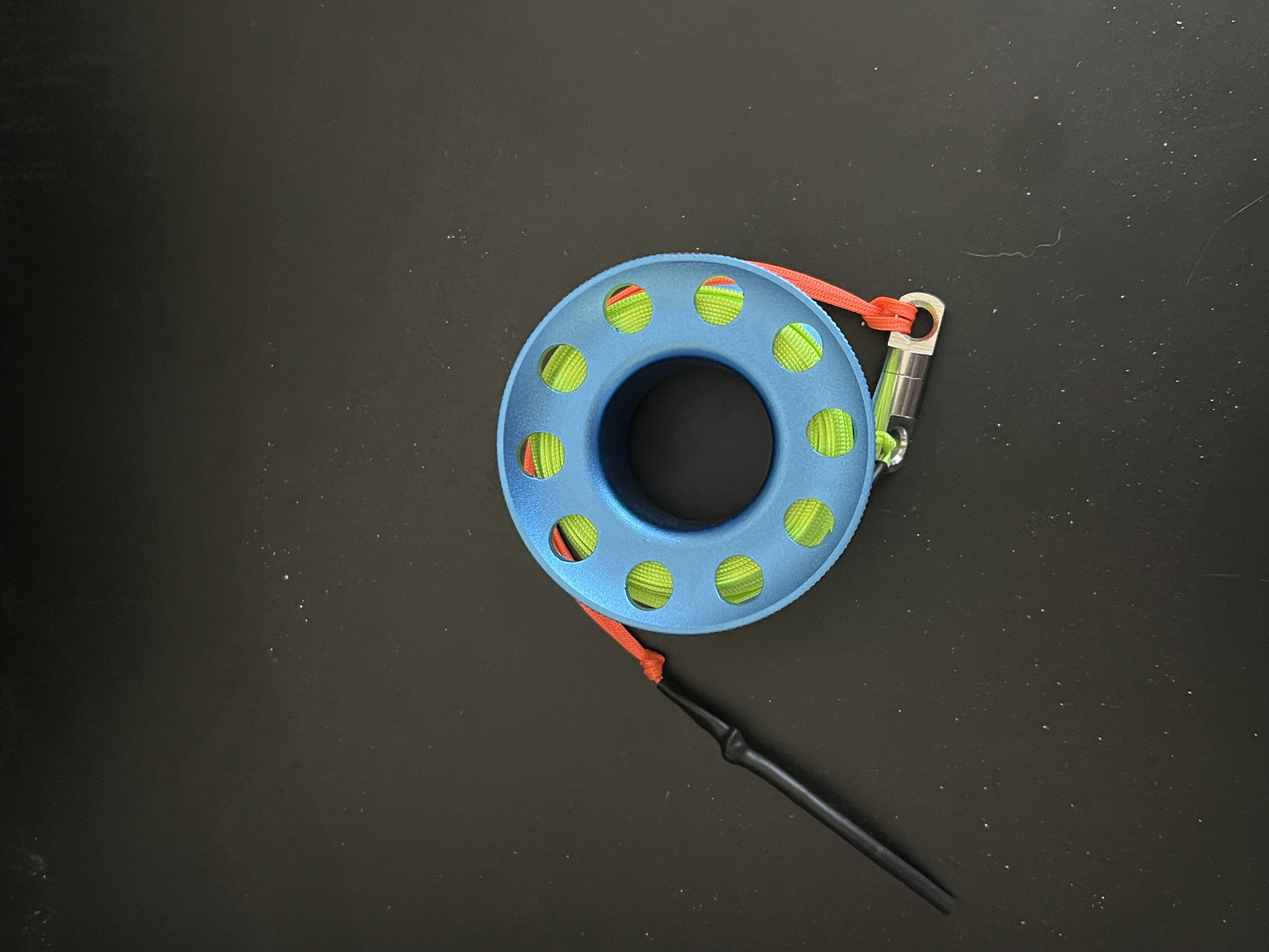 NewSizeMini50ftAnodizedAquaBlueAluminumWFLATHighVizNeonGREENLINESSLineSwivel