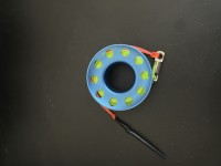 New Size! Mini 50ft Anodized Aqua Blue Aluminum W/ FLAT High Viz Neon GREEN LINE & SS Line Swivel! - Product Image