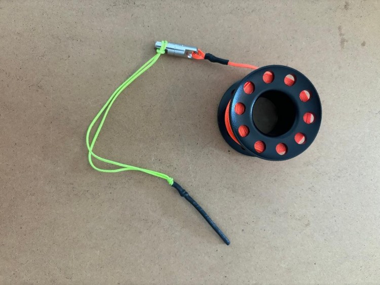 Mini50ftAnodizedBLACKAluminumWFLATHighVizNeonORANGELINESSLineSwivel