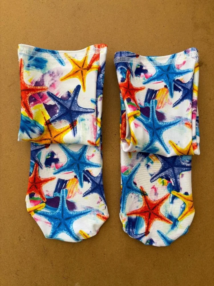 NewSpandexTubularWatersocksStarfishDesign