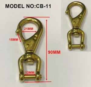 New! Swivel Boat Snap BRASS #2 w/ Shackle clip - Product Image