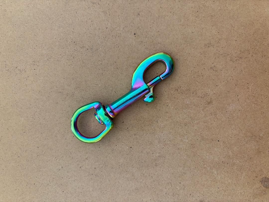 New and Limited! 3/4" Inch / 90mm Iridescent Coated Stainless Swivel Bolt Snap "Iridescent Rainbow Body!" - Product Image