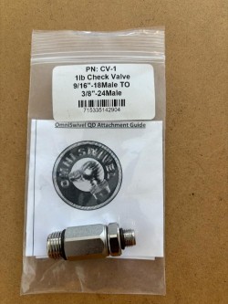 Omni Swivel 9/16-18 Male to 3/8-24 Male 1lb Check Valve - Product Image