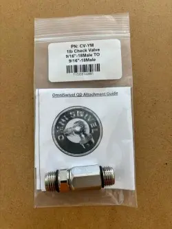 Omni Swivel 9/16-18 Male to 9/16-18 Male 1lb Check Valve