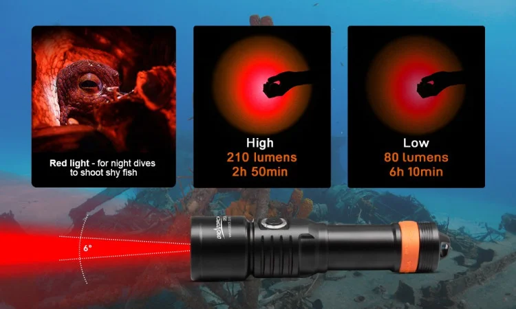 Orca-Torch1300LumenHandHeldLEDDiveREDLight