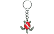 Back in stock! Pewter Turtle w/Dive Flag Keychain 