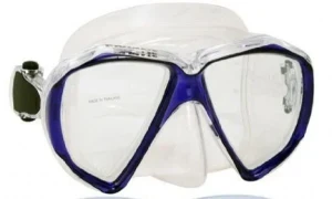 Piranha Fish Eyes Mask     " Trans Blue Frame/ Clear Skirt"    "Accepts Lenses" - Product Image