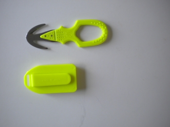 PiranhaHammerheadDualBladeLineCutterHighVizYellowWShealth