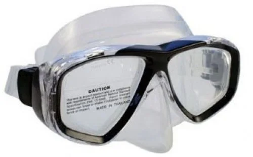 PiranhaSeaViewerDiveMaskBlackFrameClearSkirtAcceptsLenses