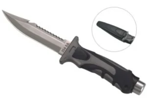 Pointed Tip Leg Knife w/Plastic Sheath and Leg Straps  "Black Handle/ Black Sheath"