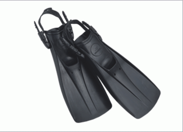 RubberHighPerformanceDivingFinsBlackSizeLarge