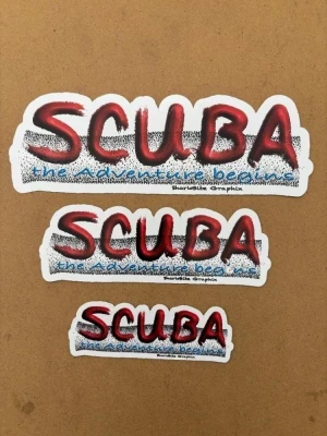 Scuba The Adventure Begins 3 piece sticker set