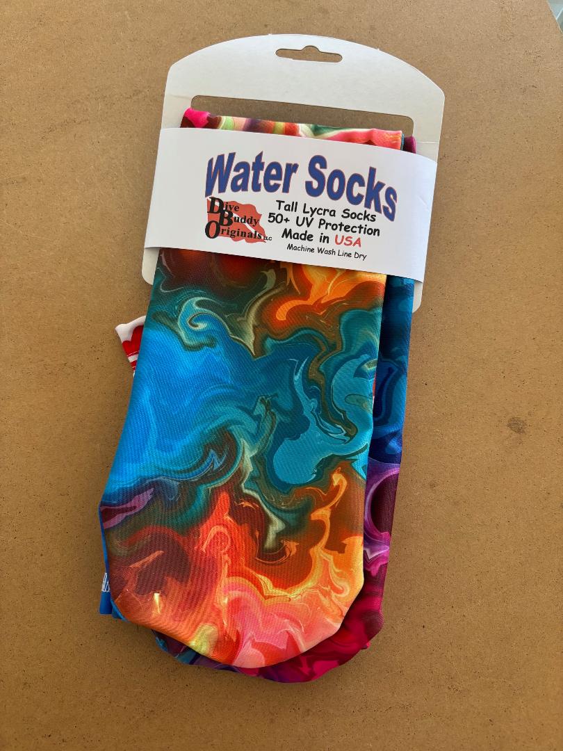 Spandex Tubular Watersocks " Stormy Rainbow Design" - Product Image