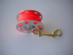 66ft Stainless Steel Finger Spool w/ #24 ORANGE Line & 4" Brass Clip! - Product Image