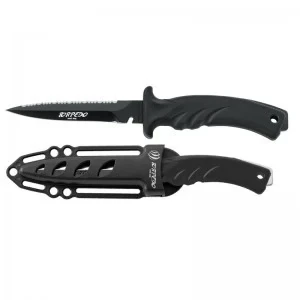Piranha Torpedo Black Coated Blade Spear Fishing Knife "Black Handle / Black Blade / Black Sheath"